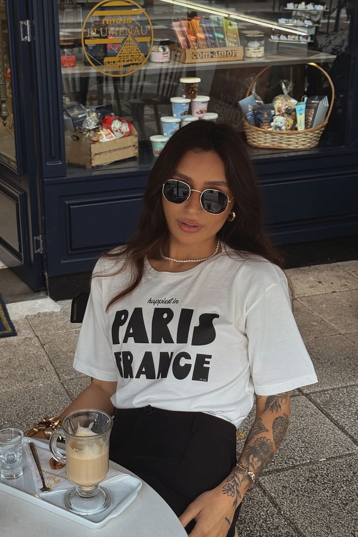T-SHIRT ESTONADA HAPPIEST PARIS OFF WHITE