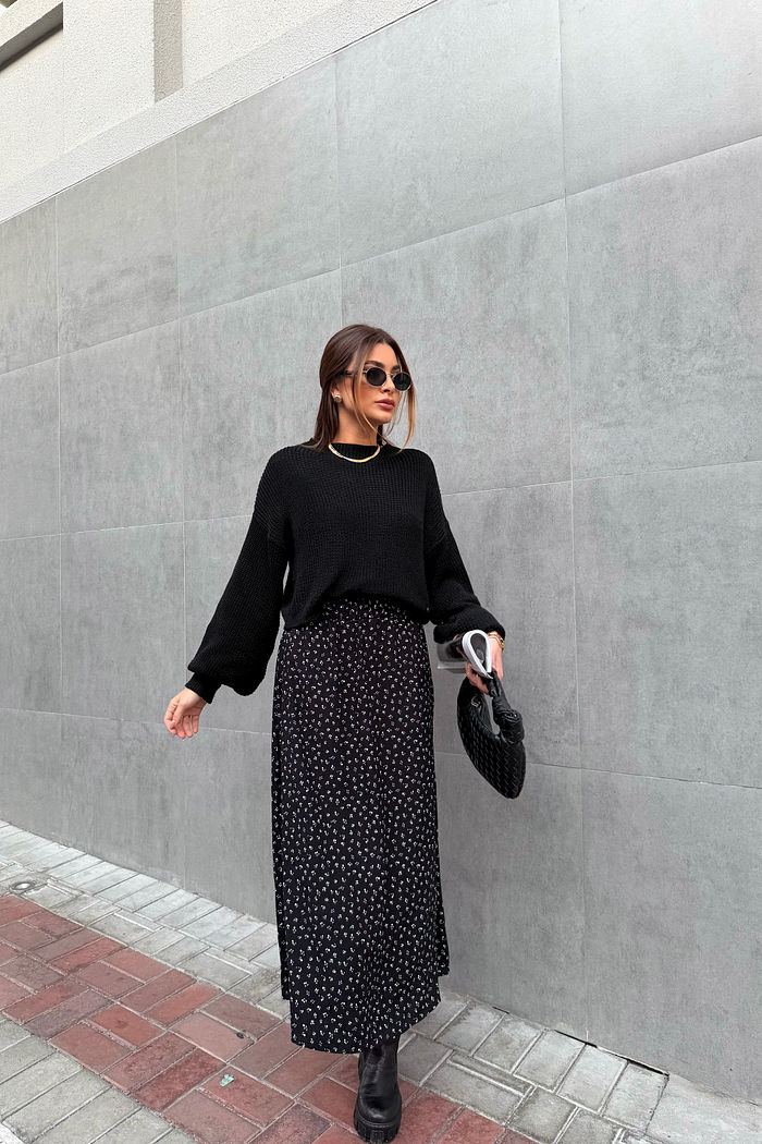 SAIA MIDI SWEET FLORAL PRETA