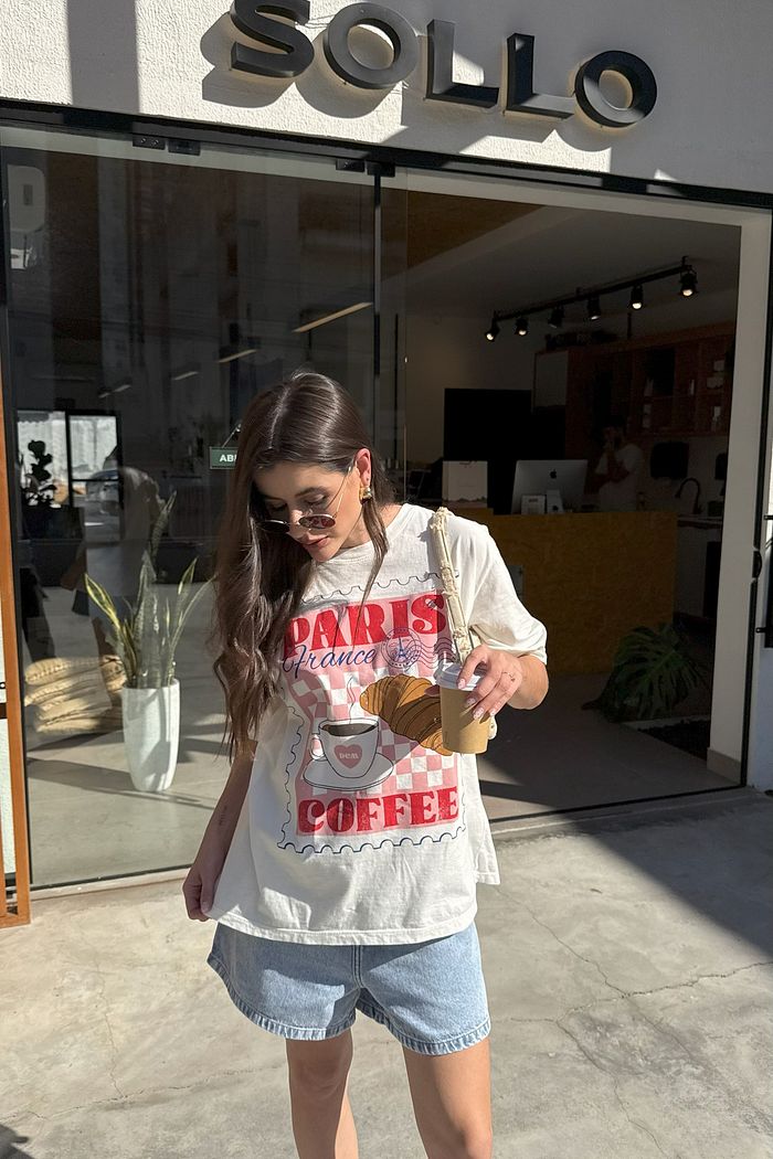 T-SHIRT OVERSIZED PARIS COFFEE OFF WHITE