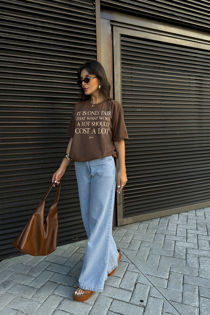 T-SHIRT ESTONADA ONLY FAIR MARROM CAFÉ