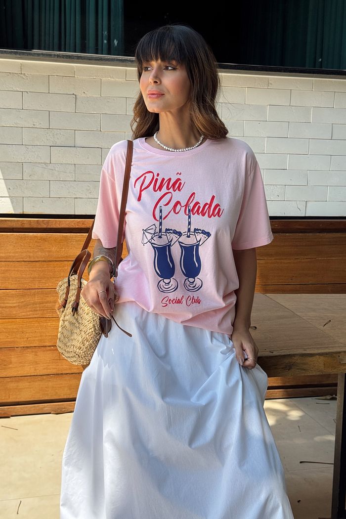 T-SHIRT ESTONADA PINA COLADA ROSA CANDY
