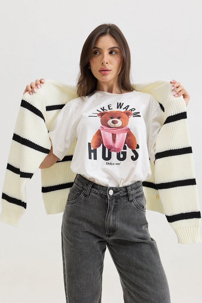 T-SHIRT ESTONADA I LIKE HUGS OFF WHITE