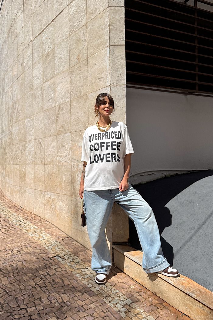 T-SHIRT OVERSIZED COFFEE LOVERS OFF WHITE
