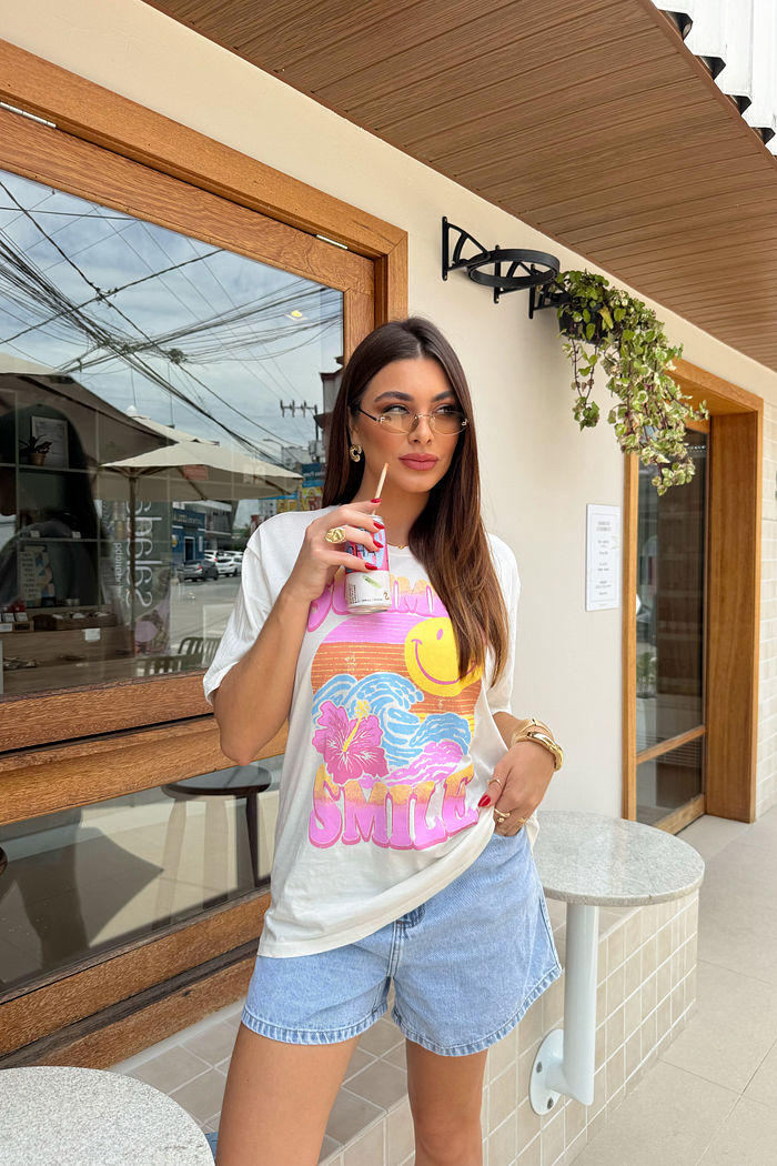 T-SHIRT ESTONADA SMILE SUMMER OFF WHITE