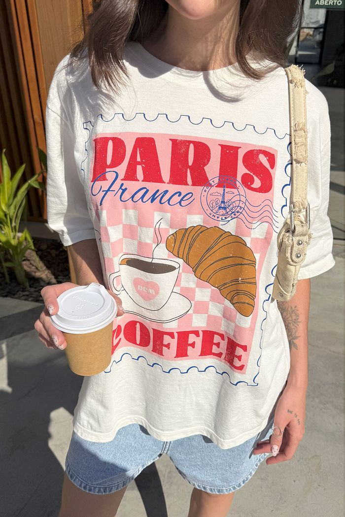 T-SHIRT OVERSIZED PARIS COFFEE OFF WHITE