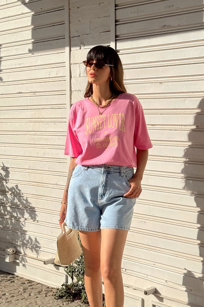 T-SHIRT ESTONADA SUNSET LOVER ROSA CREAM