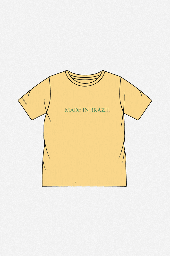 T-SHIRT ESTONADA MADE IN BRAZIL AMARELO MANTEIGA