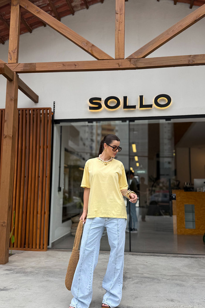 T-SHIRT ESTONADA LISA AMARELO CANDY