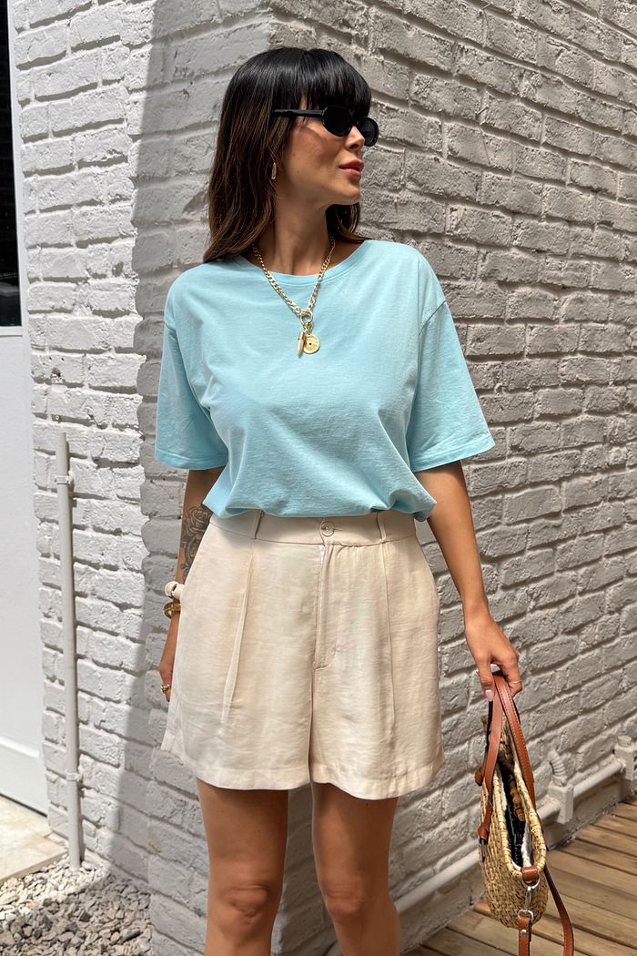 T-SHIRT ESTONADA LISA AZUL BABY BLUE