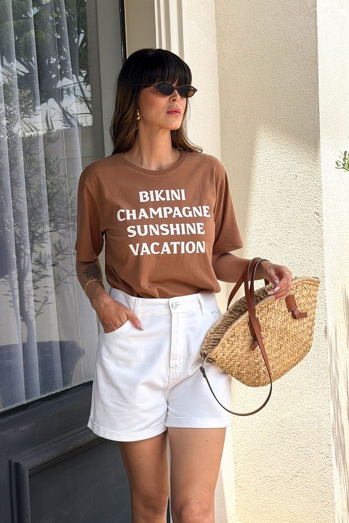 T-SHIRT ESTONADA BIKINI VACATION MARROM CLIMBER