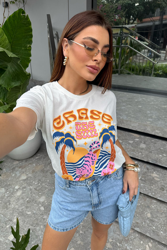 T-SHIRT ESTONADA CHASE SUN CALIFORNIA OFF WHITE