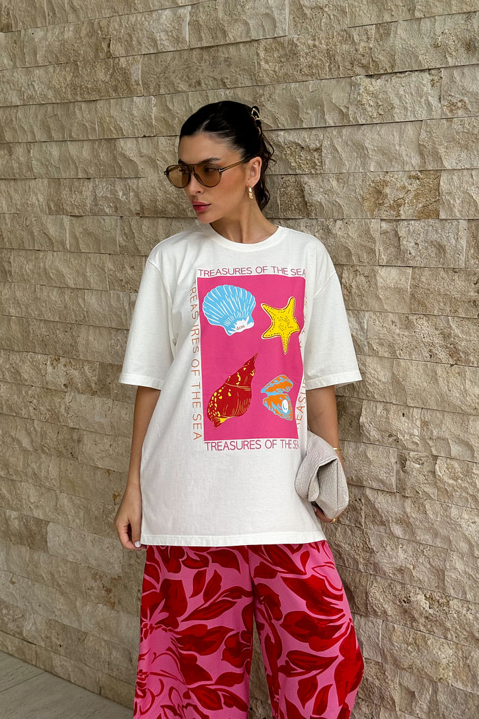 T-SHIRT OVERSIZED TREASURES SEA OFF WHITE