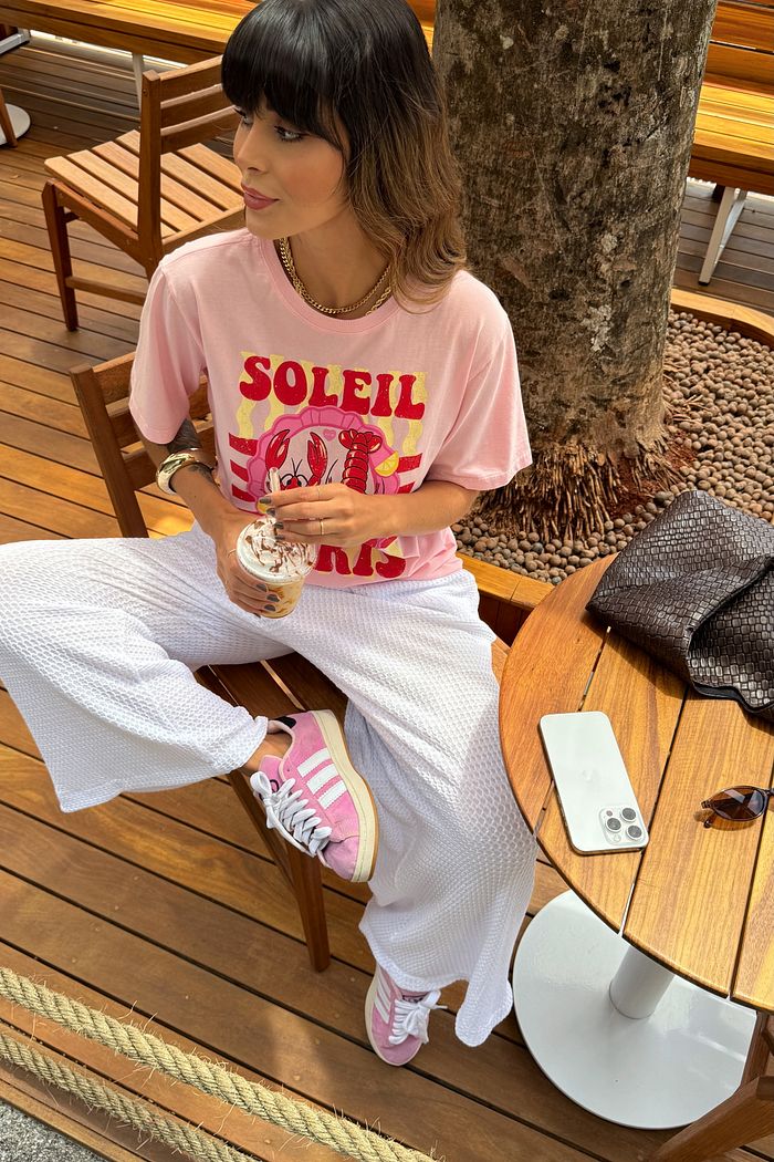 T-SHIRT ESTONADA LAGOSTAS SOLEIL ROSA CANDY