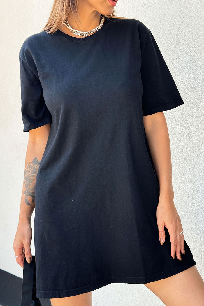VESTIDO T-SHIRT LISO PRETO