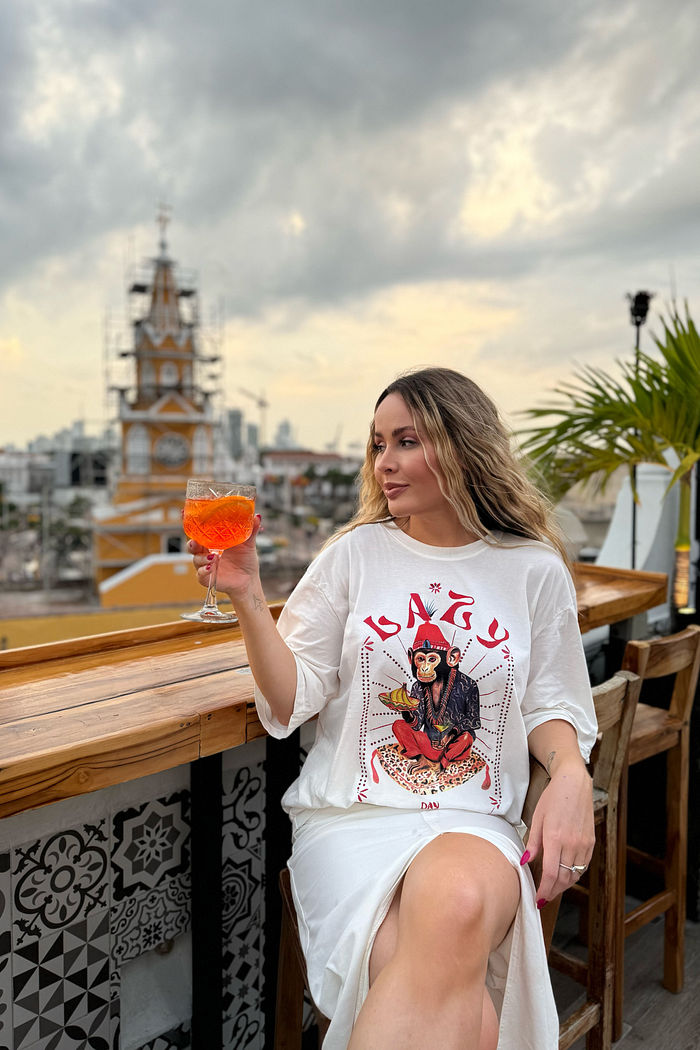 T-SHIRT OVERSIZED DM MONKEY OFF WHITE