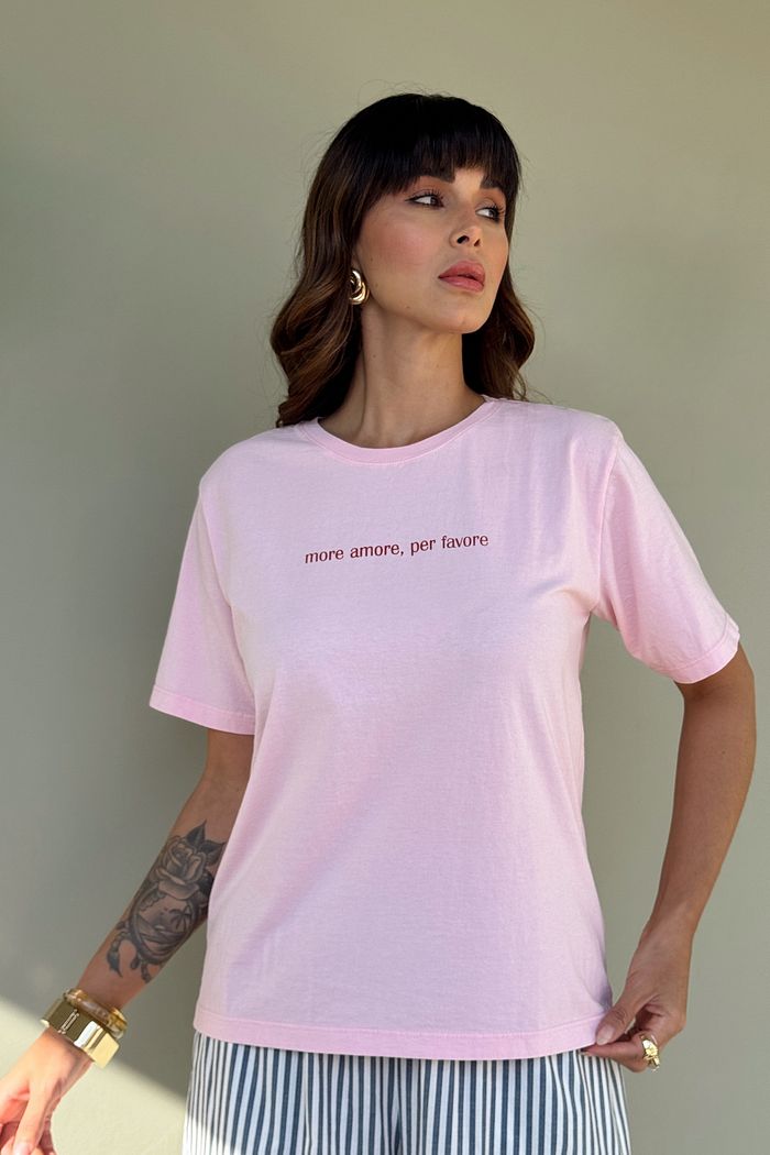 T-SHIRT ESTONADA MORE AMORE ROSA CANDY