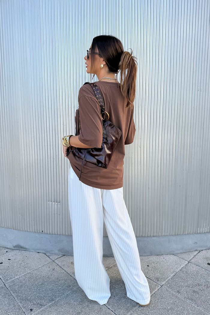 CALÇA PANTALONA RISCA DE GIZ LIA OFF WHITE