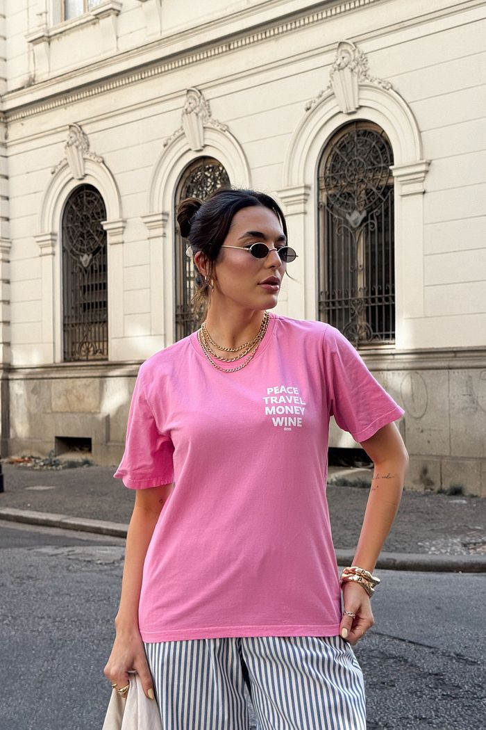T-SHIRT ESTONADA PEACE TRAVEL ROSA CREAM