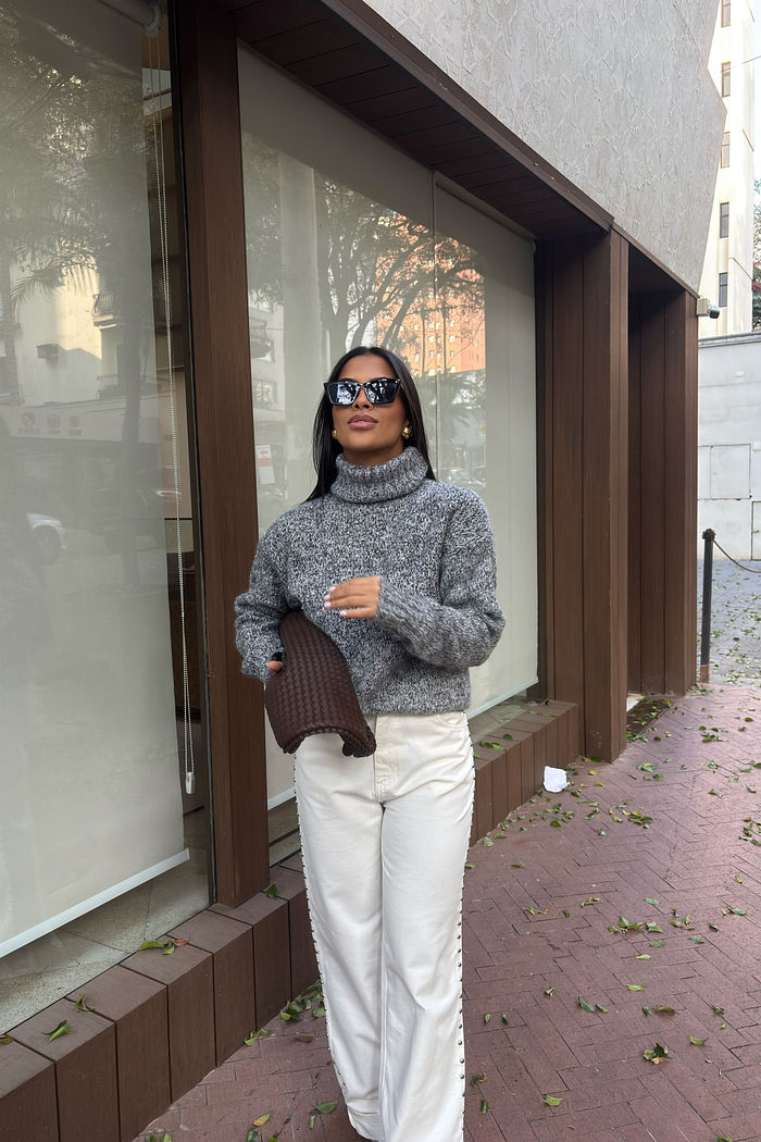 TRICOT GOLA ALTA LILLY CINZA