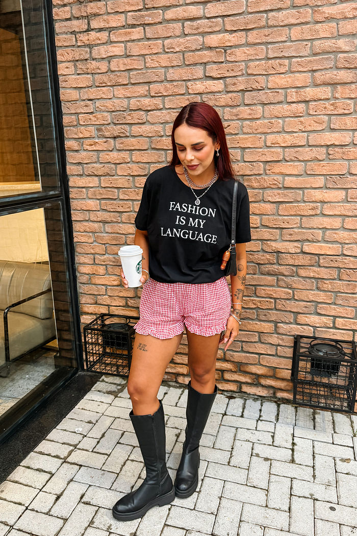 CAMISETA FASHION LANGUAGE PRETA