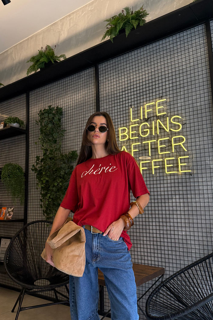 T-SHIRT ESTONADA CHERIE VERMELHO CEREJA