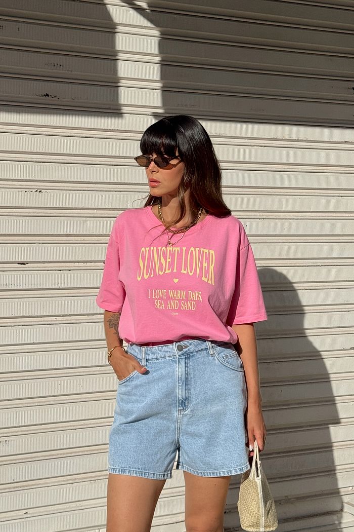 T-SHIRT ESTONADA SUNSET LOVER ROSA CREAM