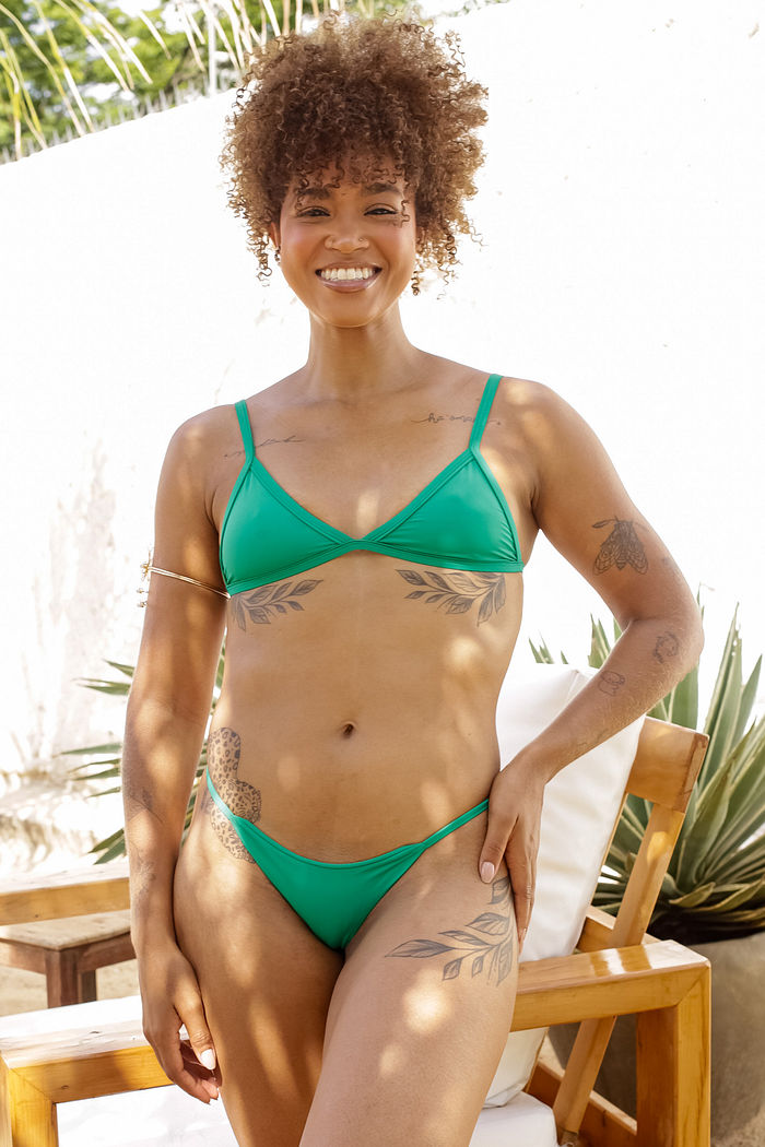 top lua Verde Peter Pan + Calcinha Dupla Verde Peter Pan