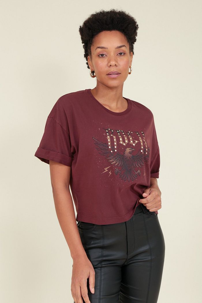 Blusa Tipo Curto Top, Blusa de Manga Curta Com Padrão Em Forma de Estrela  Esticável Blusa de Manga Curta Feminina para Outdoor (S)