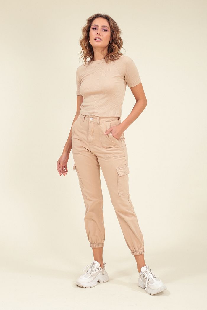 CALÇA JOGGER SARJA BOLSO CARGO STOPPER BARRA