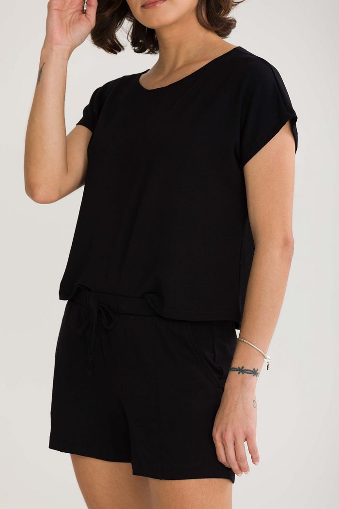 CONJUNTO FEMININO MOLETON DE VISCOSE PRETO