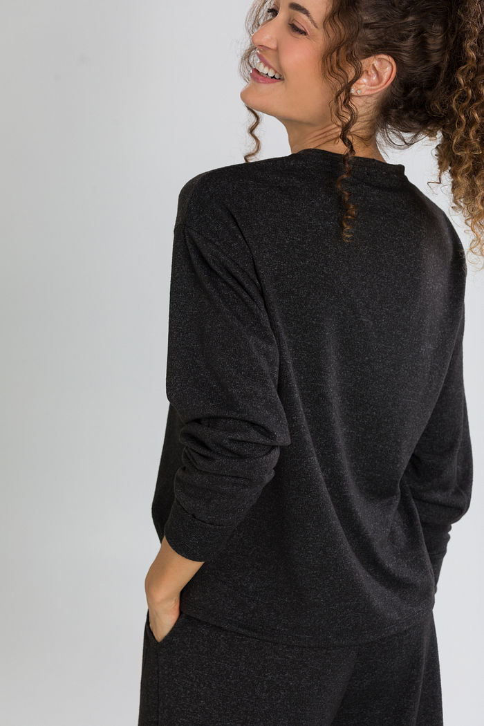 CONJUNTO FEMININO MALHA WINTER BLUSA AMPLA E CALÇA WIDE PRETO