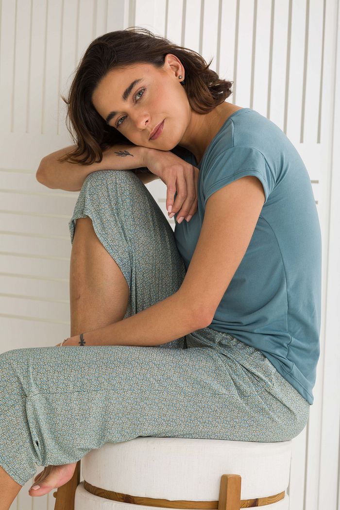 PIJAMA FEMININO MANGA CURTA CALÇA MIDI MINI POÁ