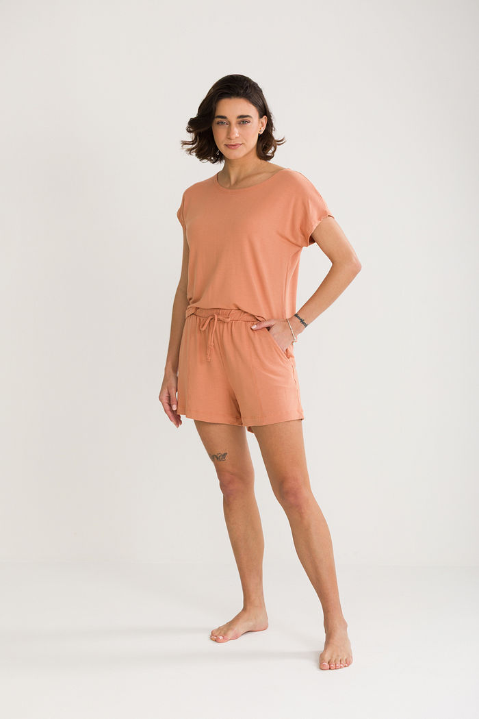 CONJUNTO FEMININO MOLETON DE VISCOSE TOSTADO