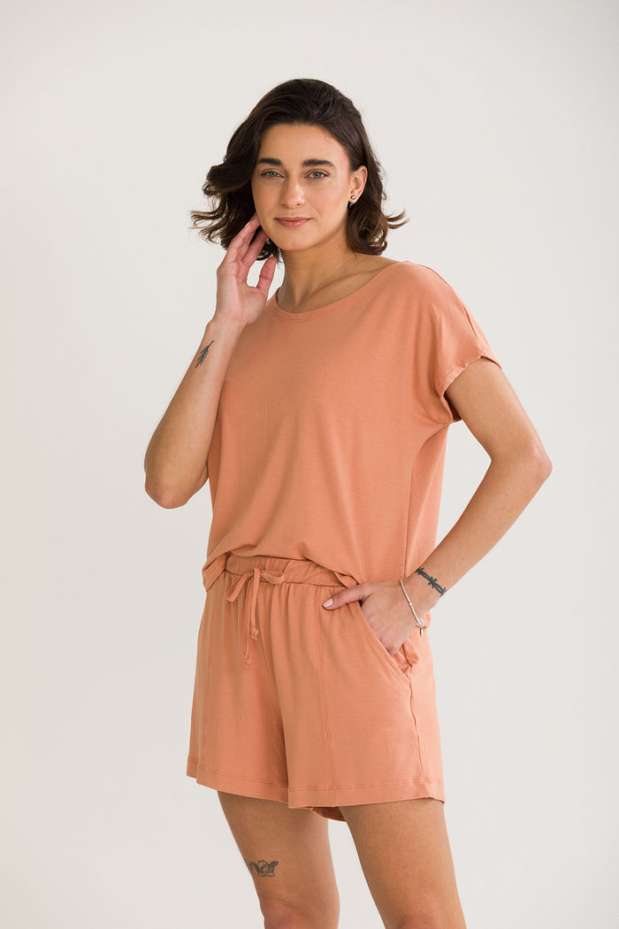 CONJUNTO FEMININO MOLETON DE VISCOSE TOSTADO