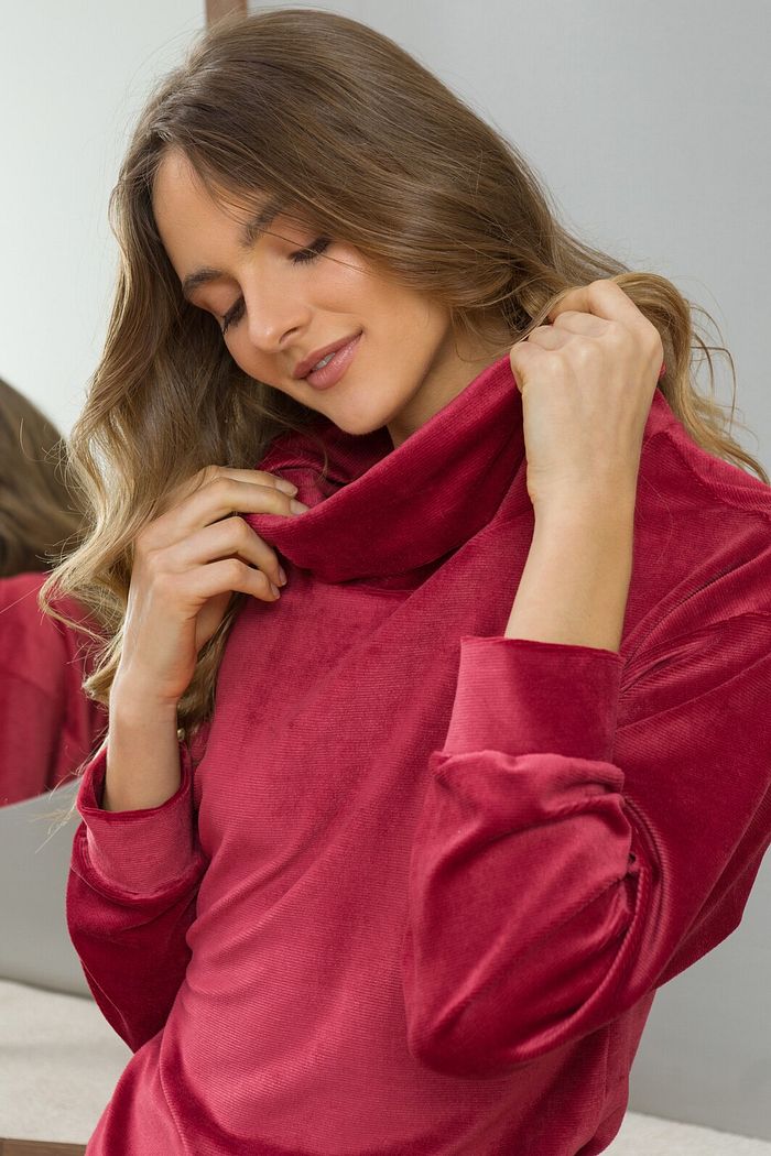 CONJUNTO FEMININO VELUDO VERMELHO VELUDO CORDUROY TEXTURIZADO