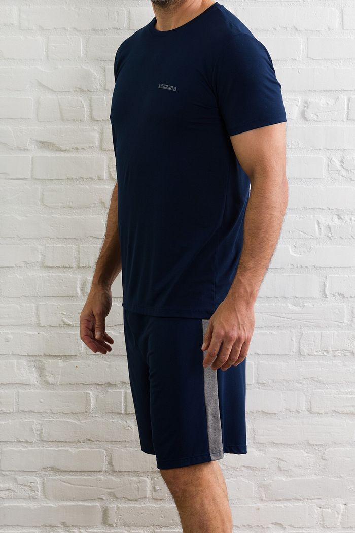 PIJAMA MASCULINO MANGA CURTA BASIC MARINHO