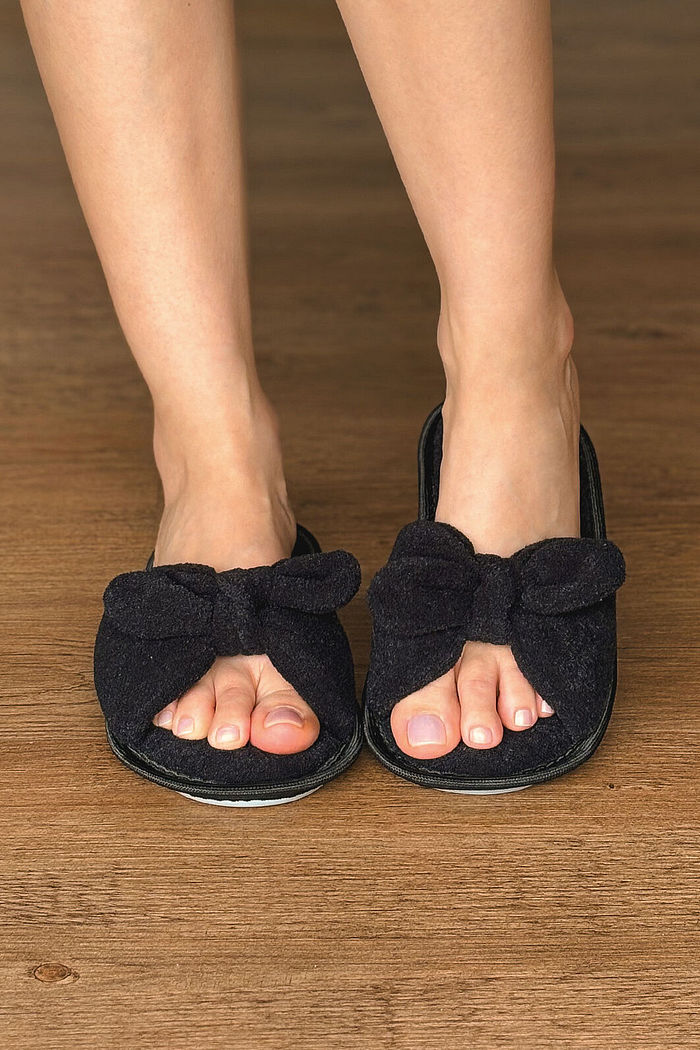 PANTUFA SLIDE LAÇO PRETO
