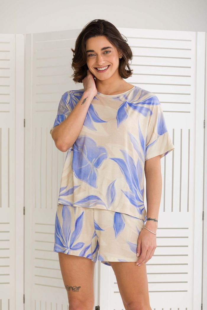 PIJAMA FEMININO MANGA CURTA AMPLO GARDEN