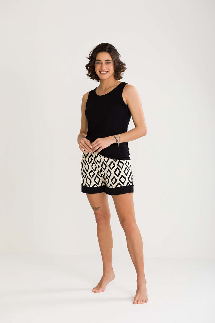 PIJAMA FEMININO REGATA COM SHORTS LOSANGOS
