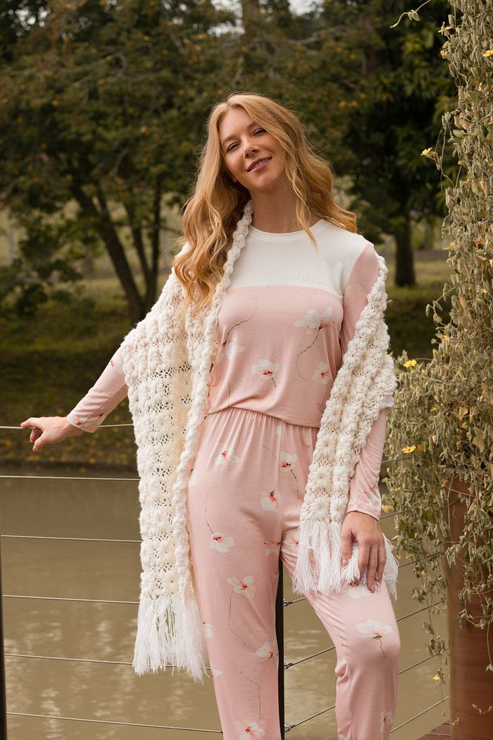PIJAMA FEMININO MANGA LONGA ROSA RECOMEÇO