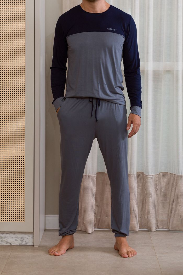 PIJAMA MASCULINO MANGA LONGA COM RECORTE