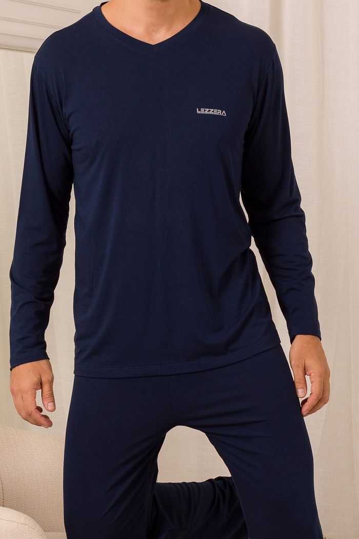 PIJAMA MASCULINO INVERNO DECOTE V MARINHO BLACK