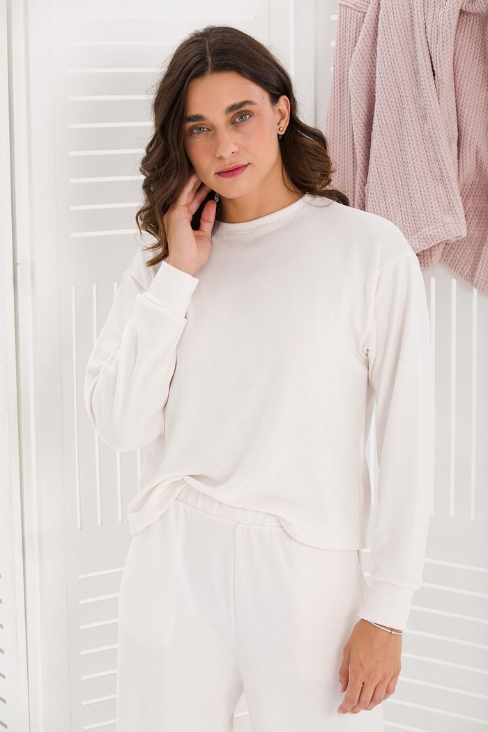 CONJUNTO FEMININO MALHA TRICOT BLUSA AMPLA E CALÇA WIDE OFF