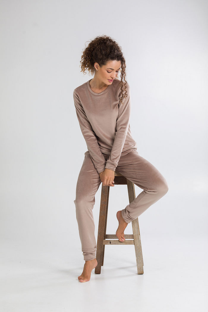 CONJUNTO FEMININO FLEECE LUXO MARROM