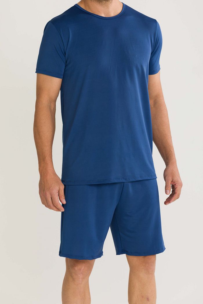 PIJAMA MASCULINO MANGA CURTA LIGANETE BASIC AZUL