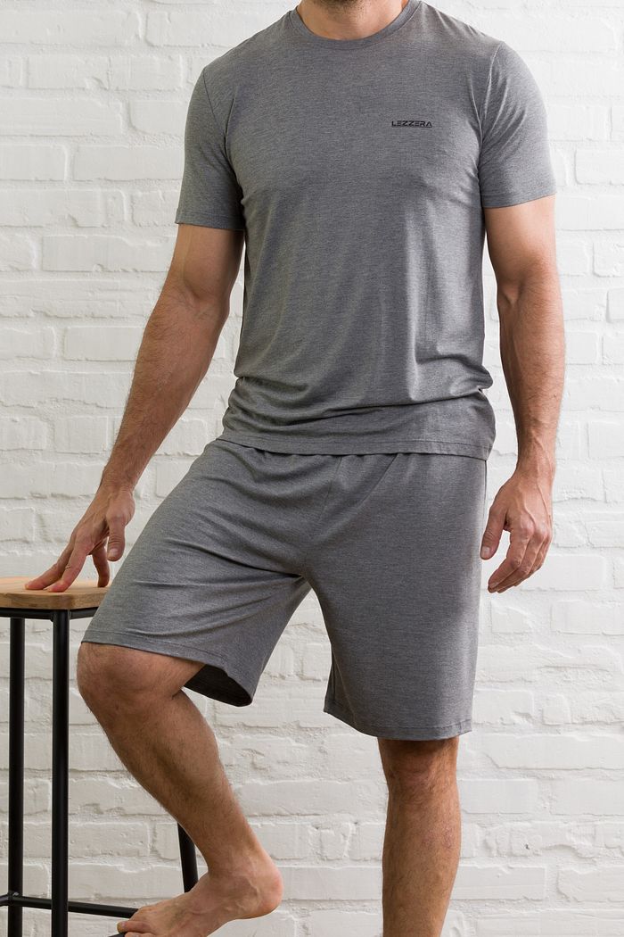 PIJAMA MASCULINO MANGA CURTA BASIC MESCLA