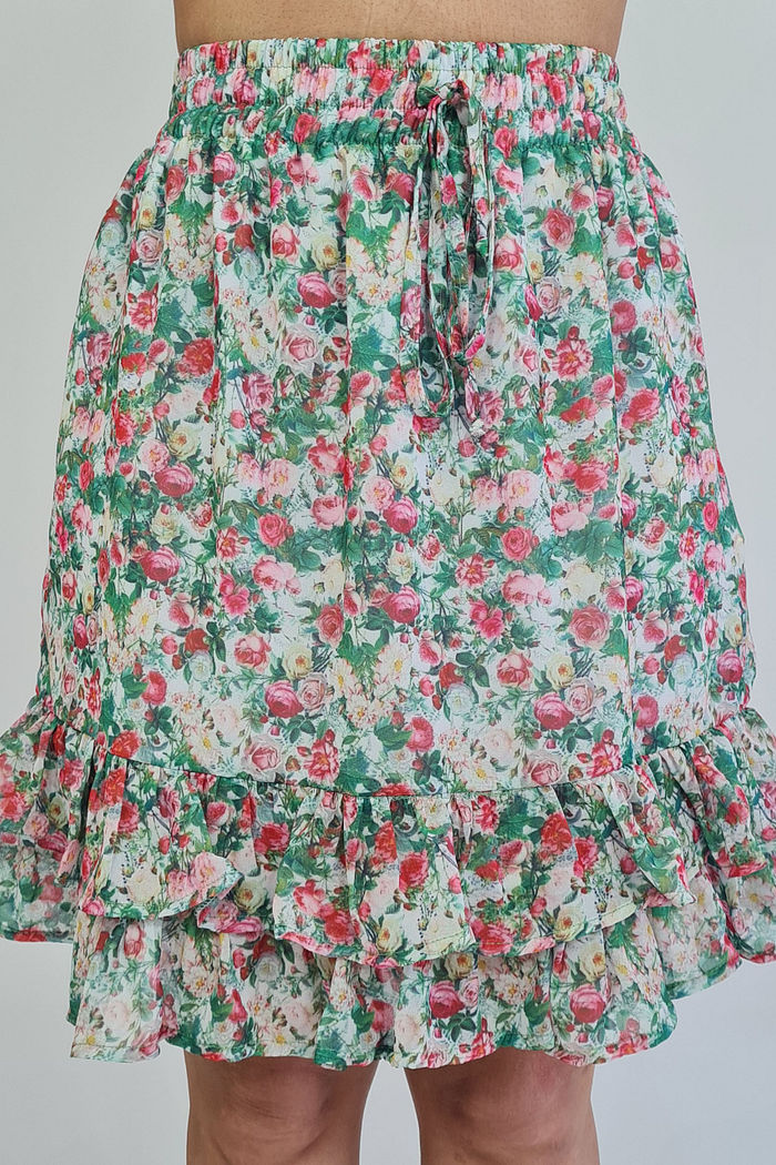 SAIA CURTA FLORAL ROSAS LISS PRETTY GIRL