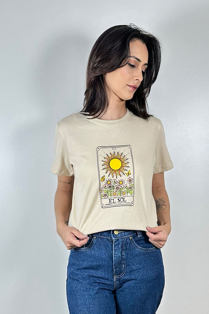 Camiseta T-Shirt Feminina Lunender Onça Branca - 39244 em Promoção