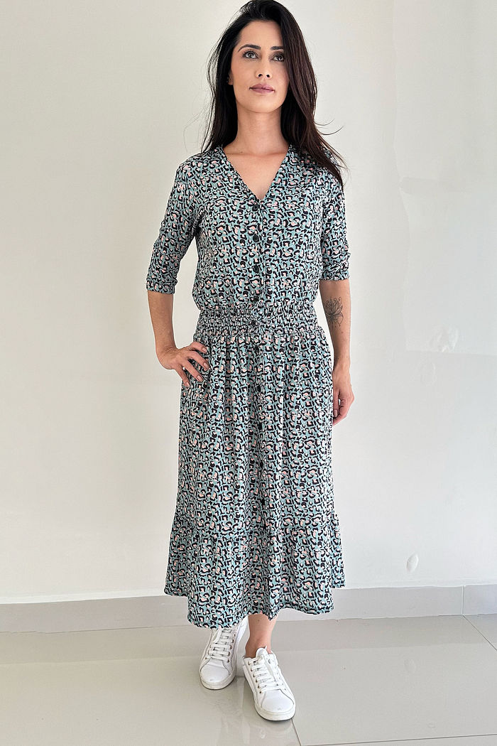 VESTIDO MIDI ONÇA CHARLOTTE PRETTY GIRL