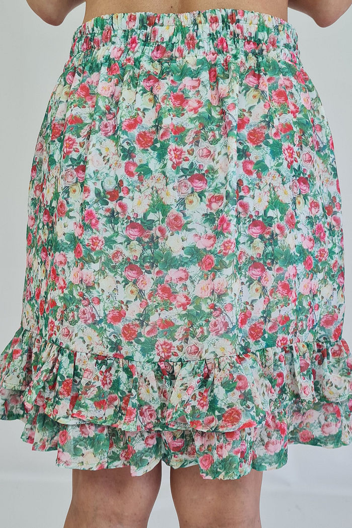 SAIA CURTA FLORAL ROSAS LISS PRETTY GIRL